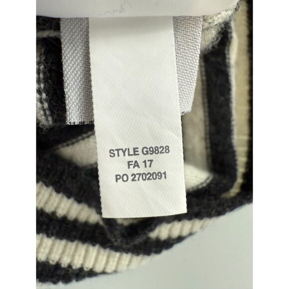 J Crew Button Up Cardigan Sweater Gray White Stripe Wool Fray Trim Women's S - Picture 6 of 11